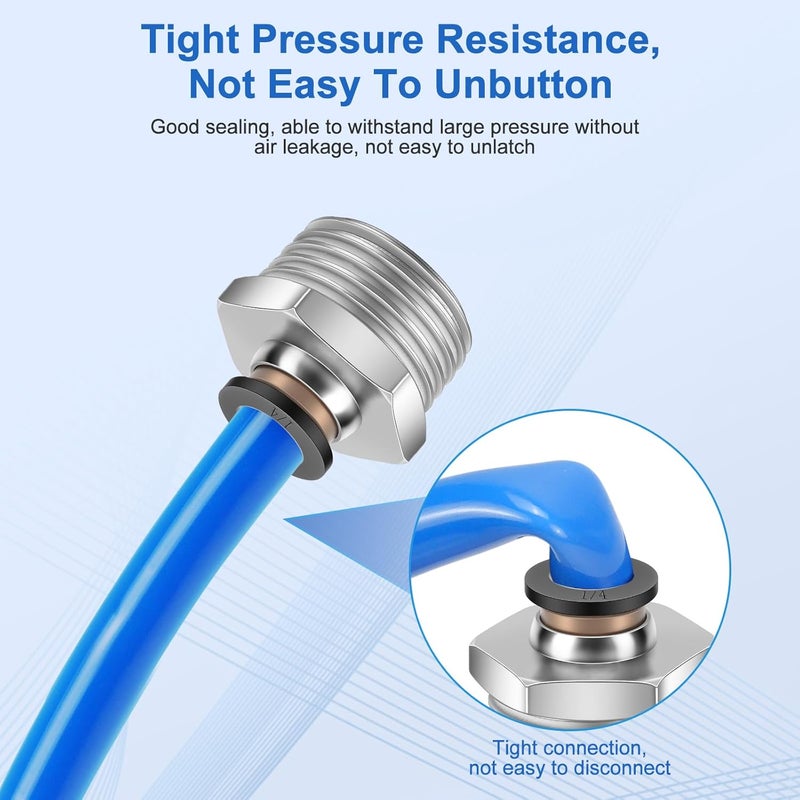 cnaodun 12 Pcs Push to Connect Fittings 1/4 Inch Tube OD x 1/2 Inch NPT Thread Pneumatic Male Straight and Elbow Quick Connect Air line fittings - Image 4